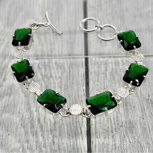 318. Green Quartz Sterling Silver Bracelet